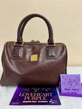 MCM Brown Visetos Bowling Bag